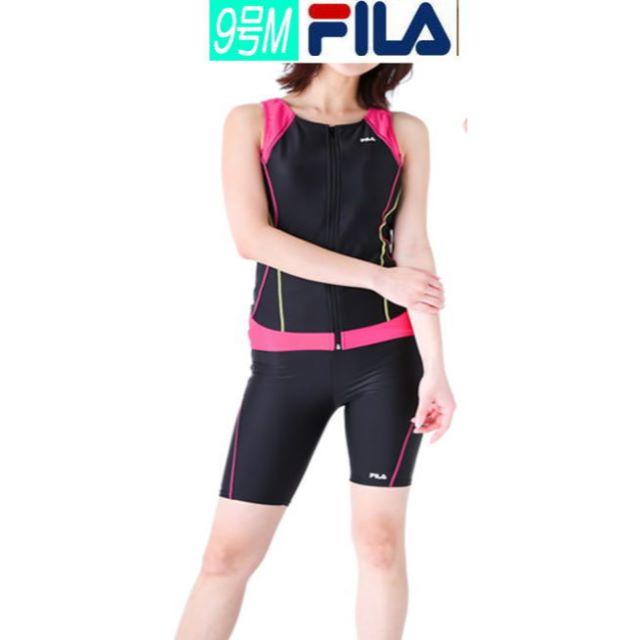 FILA(フィラ)の新品◆FILAフィラ・ラン型フィットネス水着・9号M・切替ピンク黒・めくれ防止 レディースの水着/浴衣(水着)の商品写真