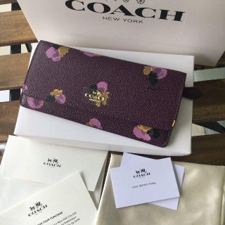 コーチ(COACH)のコーチスナップ開閉 長財布 フラワー 新品未使用　パープル(財布)