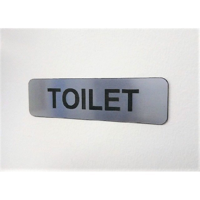 アクリル製 ドアプレート ステンレス調シルバー TOILET トイレ ハンドメイドのインテリア/家具(インテリア雑貨)の商品写真