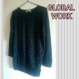 グローバルワーク(GLOBAL WORK)のaya様専用＊GLOBAL WORK＊異素材レースデザインカットソー＊グリーン(カットソー(長袖/七分))