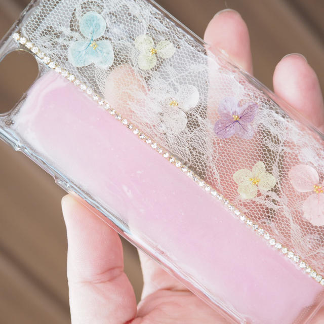 紫陽花のiPhoneケース♡【ツートン】 ハンドメイドのスマホケース/アクセサリー(スマホケース)の商品写真