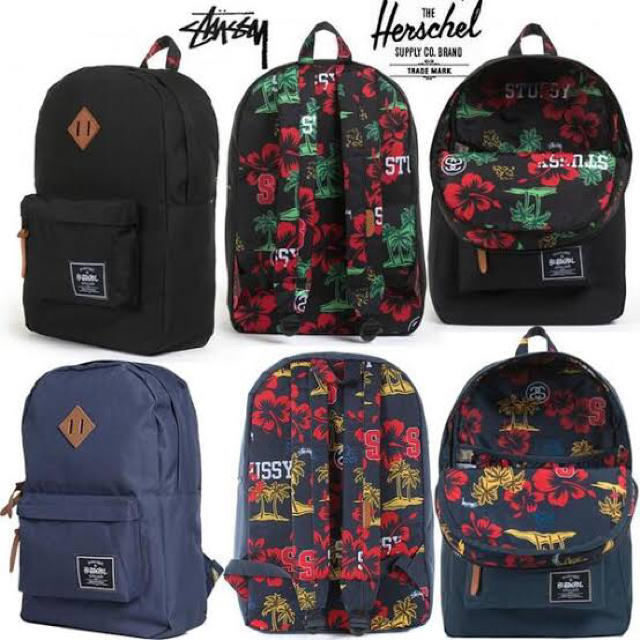 stussy × Herschel  コラボリュック　赤　ヴィーナス柄