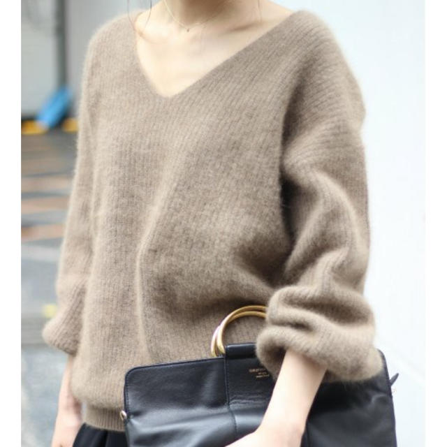 スピックアンドスパン AIRLY FUR KNIT Vネックプルオーバー