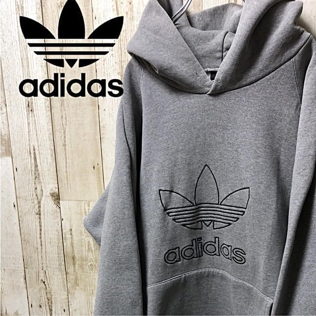 adidas(アディダス)の【激レア】adidas アディダス ビックロゴ  パーカー M 黒タグ メンズのトップス(パーカー)の商品写真