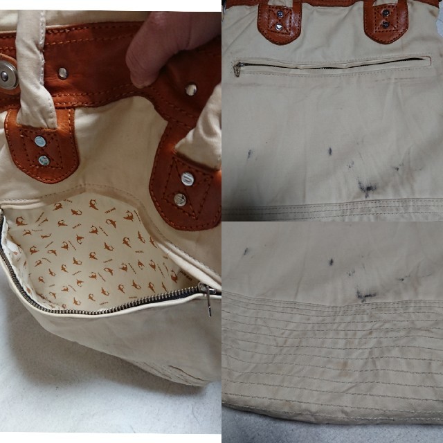 DIESEL(ディーゼル)のDIESEL 牛革×綿 カッコいいオシャレなトートバッグ 汚れあり レディースのバッグ(トートバッグ)の商品写真