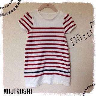 ムジルシリョウヒン(MUJI (無印良品))のボーダーパフスリーブワンピ♡(その他)