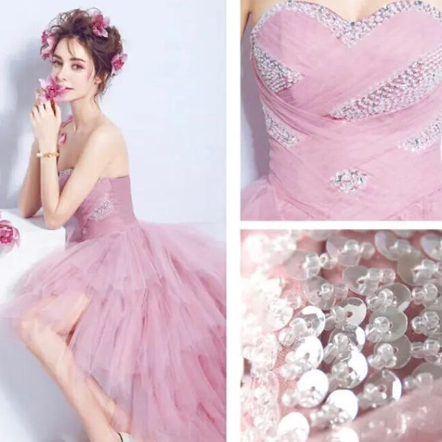 ウェディングドレス ピンク ミニ - ウェディングドレス