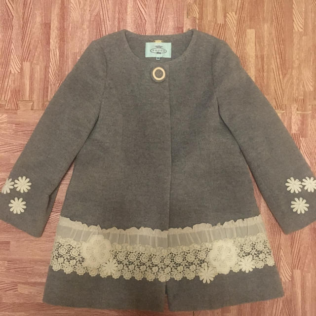 ☆美品☆TOCCA トッカ グレー レース コート 120cm 62%アンゴラ-