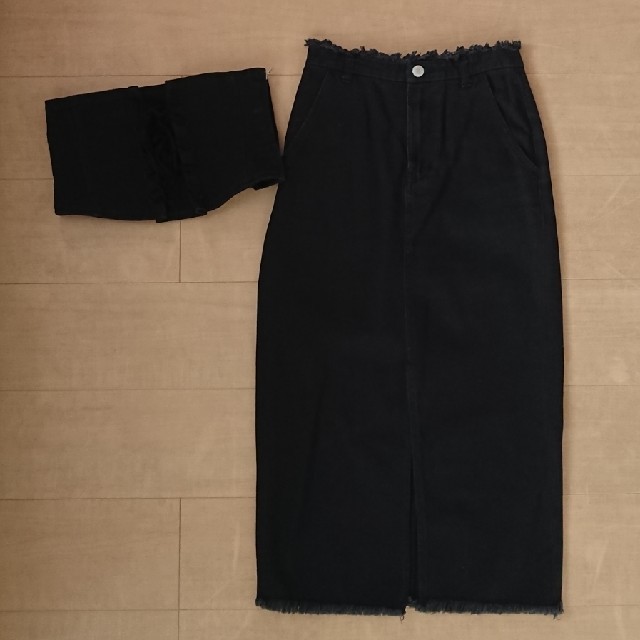 mystic(ミスティック)のmystic☆ブラックデニムタイトスカート レディースのスカート(ひざ丈スカート)の商品写真