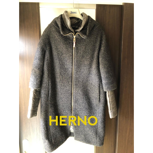 ヘルノ HERNO ツイード生地 ダウンコート サイズ42