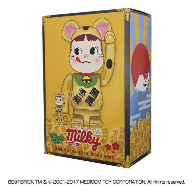 MEDICOM TOY(メディコムトイ)のBE@RBRICK 招き猫 ペコちゃん 金メッキ 100%&400% 不二家 エンタメ/ホビーのフィギュア(その他)の商品写真