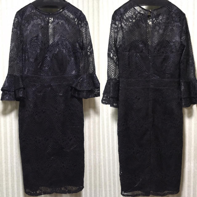 asos(エイソス)のおもち様専用 フリルスリーブレースペンシルドレス レディースのフォーマル/ドレス(ミディアムドレス)の商品写真
