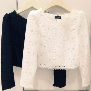 エブリン(evelyn)の【最終値下げ】エブリン♡黒レーストップス(カットソー(長袖/七分))