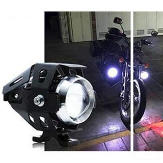 バイク 砲弾型 LED ヘッドライト Hi＆Lo＆ストロボ 3段階 切替 黒(モトクロス用品)