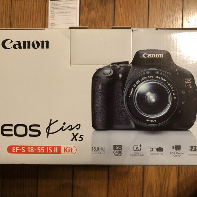 Canon(キヤノン)のcanon EOS kissX5 EF-S 18-55 IS Ⅱ kit スマホ/家電/カメラのカメラ(デジタル一眼)の商品写真
