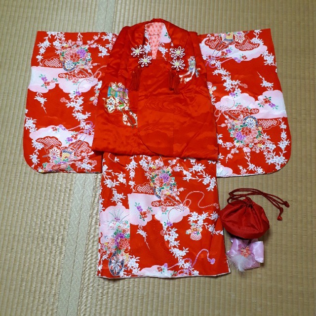 最終値下げ●七五三　3歳　着物セット キッズ/ベビー/マタニティのキッズ服女の子用(90cm~)(和服/着物)の商品写真