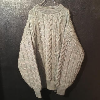 90'sスコットランド製アランニットセーター(XL)ヴィンテージ古着(ニット/セーター)