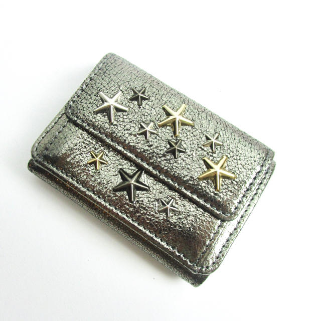 極美品☆【ジミーチュウ 】ネモ 三つ折り財布 レザー シルバー