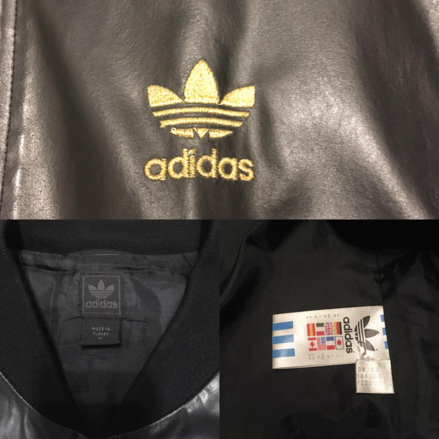 adidas - アディダス レザートラックジャージ 黒✖︎金 M adidas - アディダス レザートラックジャージ 黒✖︎金 M