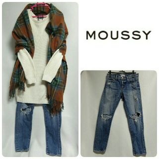 マウジー(moussy)のmoussy ◆ 厚手ロングカーディガンニット × クラッシュデニム　セット販売(デニム/ジーンズ)