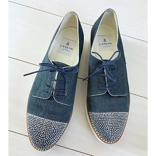 ランバンオンブルー(LANVIN en Bleu)のLANVIN on Blue ビジューxデニム  レースアップシューズ(ローファー/革靴)