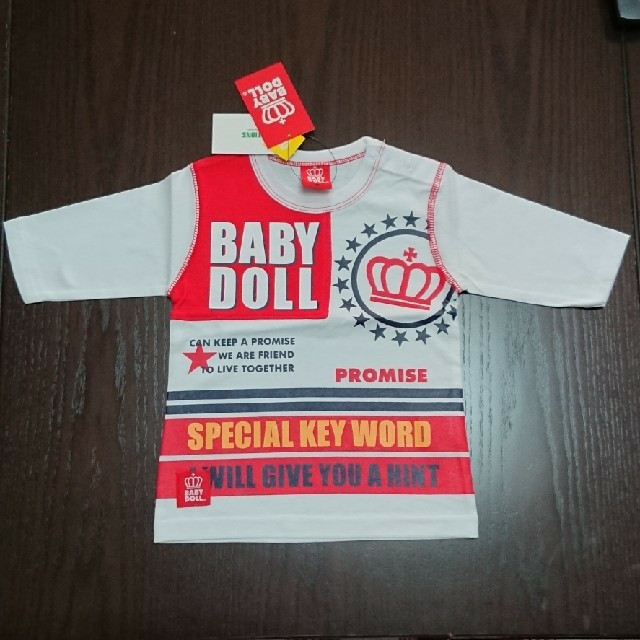 BABYDOLL(ベビードール)のベビードール 七分丈ロンT ホワイト90サイズ キッズ/ベビー/マタニティのキッズ服男の子用(90cm~)(Tシャツ/カットソー)の商品写真