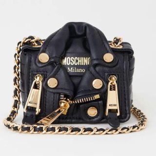 カード類保存袋ですMOSCHINレザーライダースジャケットショルダーバッグ