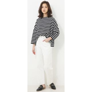 アズールバイマウジー(AZUL by moussy)の新品未使用 アズールバイマウジー  ボーダーカットオーバー Sサイズ(カットソー(長袖/七分))