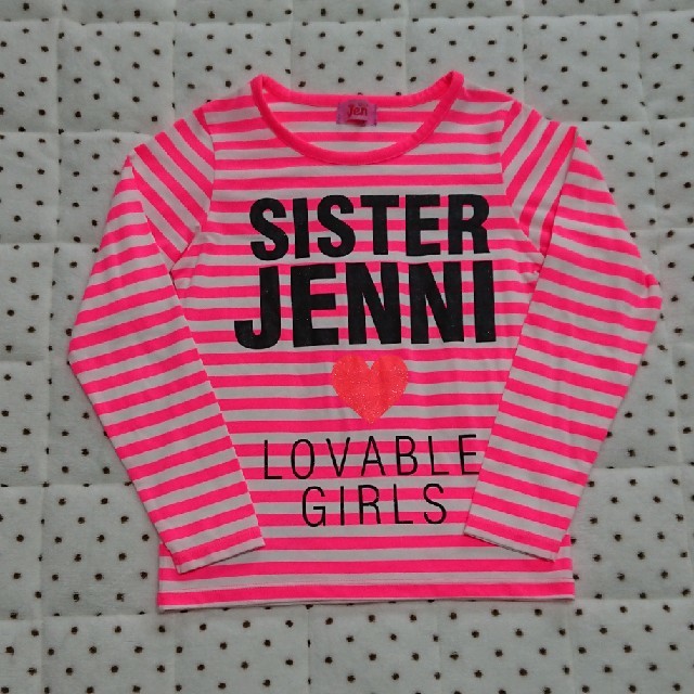 JENNI(ジェニィ)のジェニィ ネオンピンクボーダーロンT120サイズ キッズ/ベビー/マタニティのキッズ服女の子用(90cm~)(Tシャツ/カットソー)の商品写真