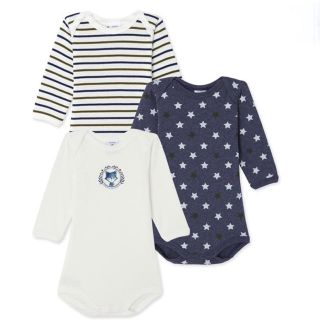 プチバトー(PETIT BATEAU)の新品未使用 プチバトー 長袖ボディ３枚組 24m(肌着/下着)