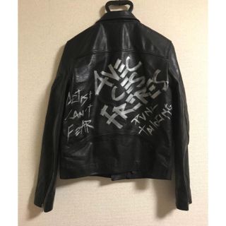 コムデギャルソン(COMME des GARCONS)のART COMES FIRST レザーライダース 落書き(ライダースジャケット)