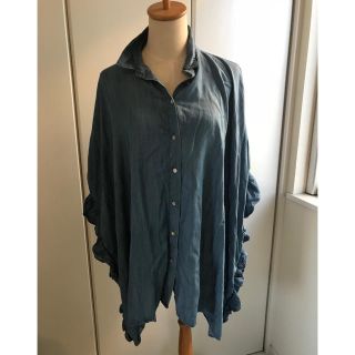 ZARA - ZARAデニムフリルシャツポンチョ☆フリーサイズの通販 by