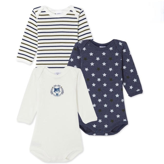 PETIT BATEAU(プチバトー)の新品未使用 プチバトー 長袖ボディ３枚組 36m キッズ/ベビー/マタニティのベビー服(~85cm)(肌着/下着)の商品写真