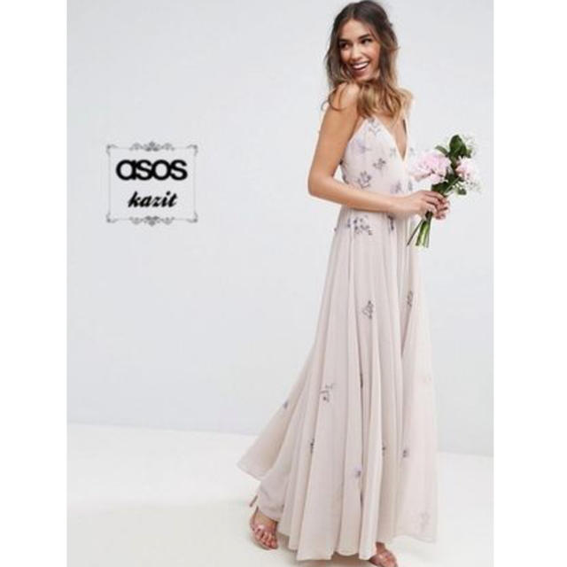 asos(エイソス)のASOS ♡ 装飾ビジューシフォンマキシ ワンピース  ♡ レディースのワンピース(ロングワンピース/マキシワンピース)の商品写真