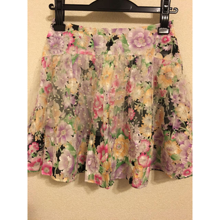 ルシェルブルー(LE CIEL BLEU)の美品♡manianienna ドットチュール付き花柄スカート(ミニスカート)