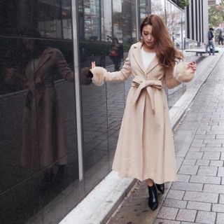 リエンダ(rienda)のrienda☆今期フレアロングFaux fur SLV Wool CT(ロングコート)