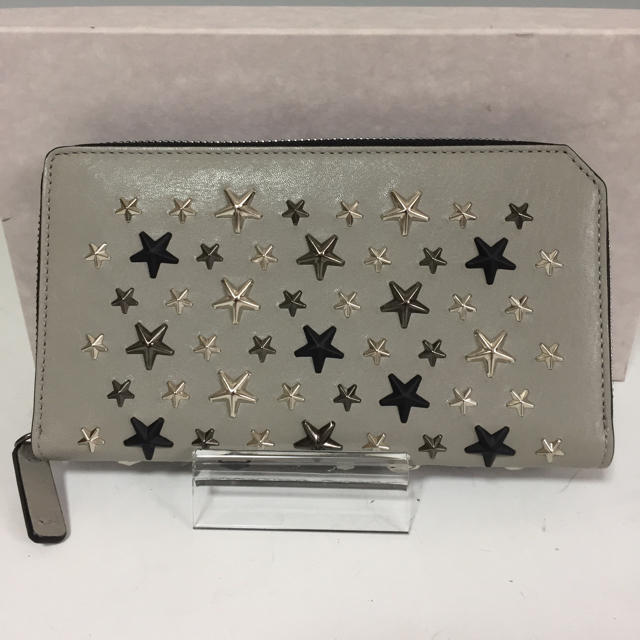 JIMMY CHOO 未使用 長財布 カーナビー グレー スタッズ ジミーチュウ ...