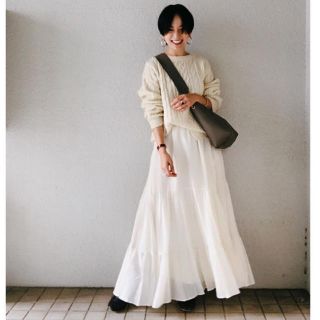 jilky ジルキー オフ白ティアードスカートロングスカートマキシ