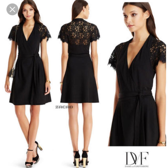 DIANE von FURSTENBERG(ダイアンフォンファステンバーグ)の【専用】【MOMO様】タグ付き DVF レースブラックワンピース レディースのワンピース(ひざ丈ワンピース)の商品写真