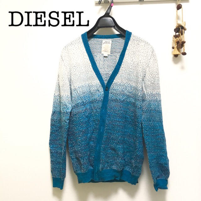 DIESEL(ディーゼル)のほぼ未使用ディーゼルカーディガンレディースメンズユニセックス白ホワイトブルー美品 レディースのトップス(カーディガン)の商品写真