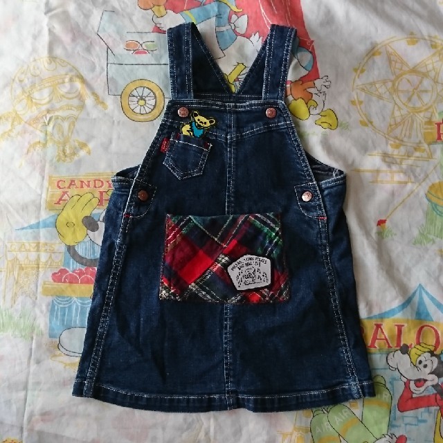 ハンドメイド☆リメイク☆ジャンスカ☆95 キッズ/ベビー/マタニティのキッズ服女の子用(90cm~)(ワンピース)の商品写真