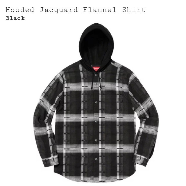Supreme☆Hooded Jacquard Flannel Shirt 黒Mのサムネイル