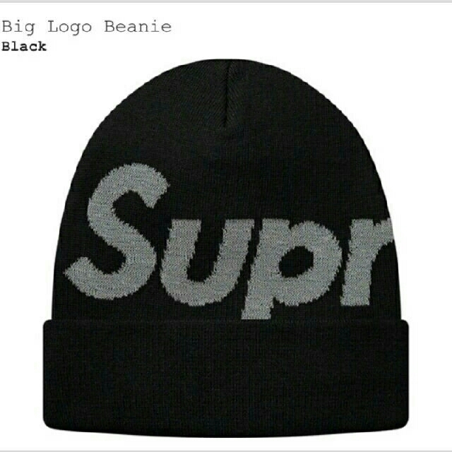 supreme big logo ロゴ ビーニー ブラック ニット 帽