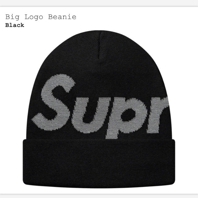 黒  supreme big logo beanieニット帽/ビーニー