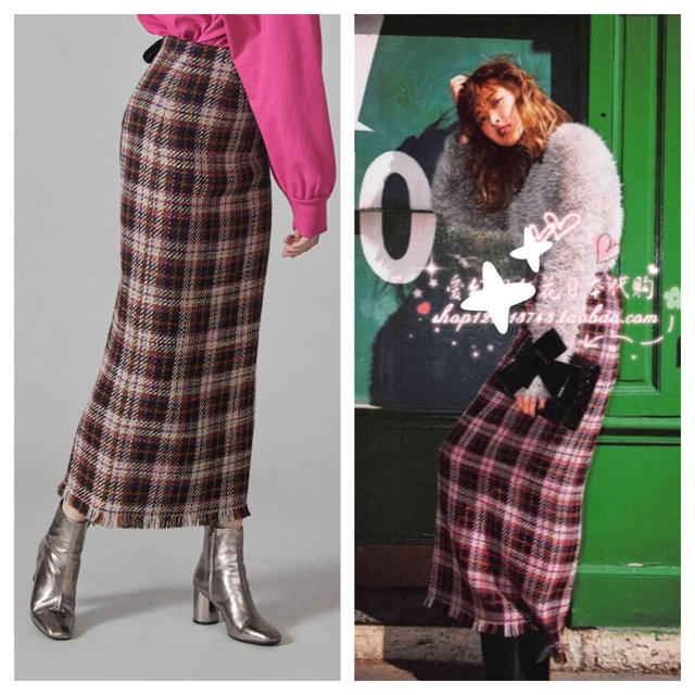 SNIDEL(スナイデル)のスナイデル 今期 新作 ウールロービングスカート 完売品 ワンピース チェック レディースのスカート(ロングスカート)の商品写真