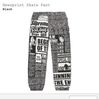 シュプリーム(Supreme)のSupreme newsprint Skate pant black xl(その他)