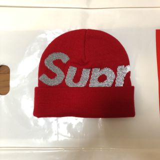 シュプリーム(Supreme)の【レッド送料込】Reflective Big Logo Beanie(ニット帽/ビーニー)