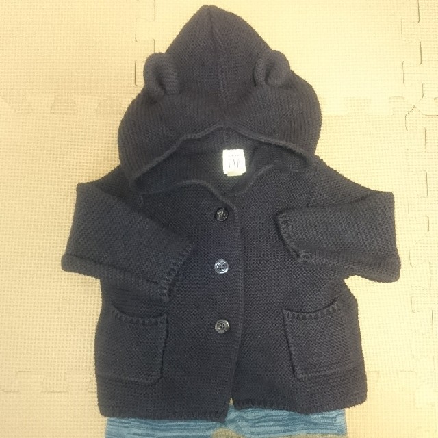 babyGAP(ベビーギャップ)のbabyGAP くま耳 ニットカーディガン キッズ/ベビー/マタニティのベビー服(~85cm)(カーディガン/ボレロ)の商品写真