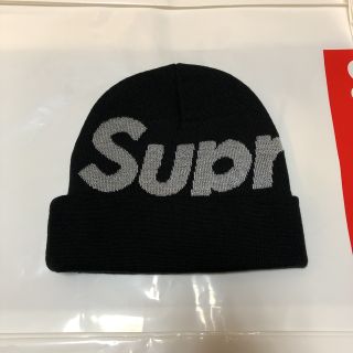 シュプリーム(Supreme)の 【ブラック送料込】Reflective Big Logo Beanie(ニット帽/ビーニー)