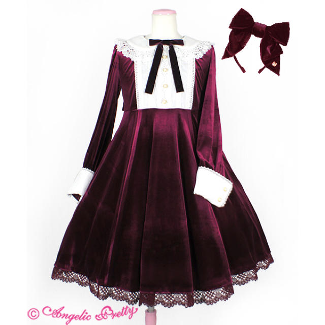 Angelic Pretty(アンジェリックプリティー)のAngelic Pretty♡Lady Ribbon ワンピース&カチューシャ レディースのワンピース(ひざ丈ワンピース)の商品写真